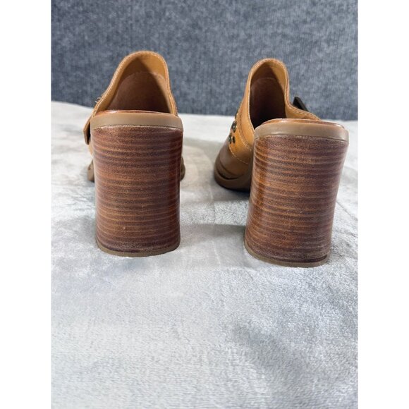Mia womens shoes 8.5M Y2K Brown leather chunky mules heels 4" - Picture 14 of 16